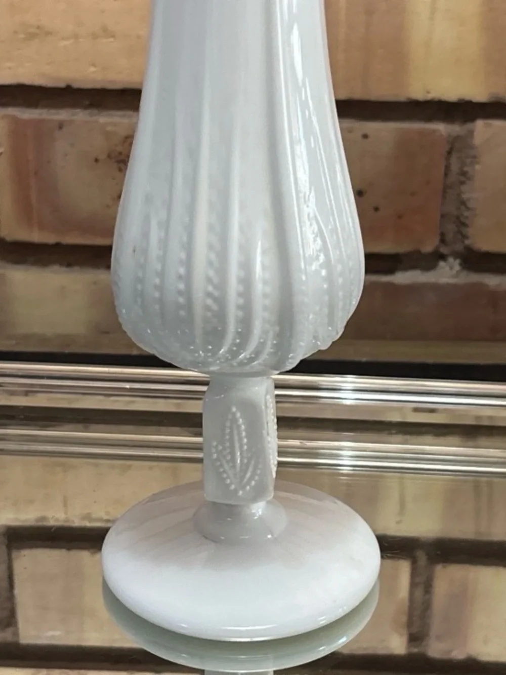 Vintage Fenton Milk Glass Swung Vase Early 1960’s  Cactus/Agave Pattern 12.5”